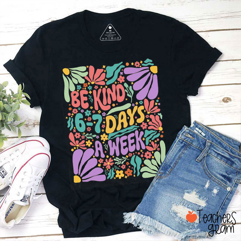 Be Kind 6-7 Retro Flower Teacher T-Shirt