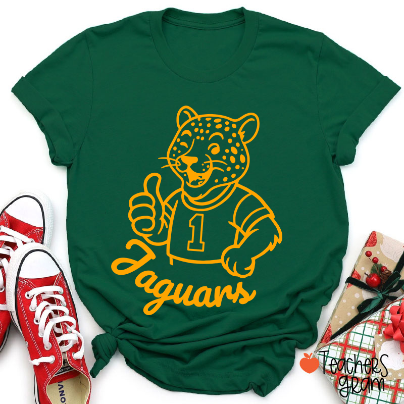 Personalized Cute Mascot And Your Number School Spirit Teacher T-Shirt