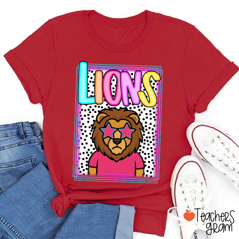 Personalized Mascot Polka Dot Preppy School Spirit Teacher T-Shirt