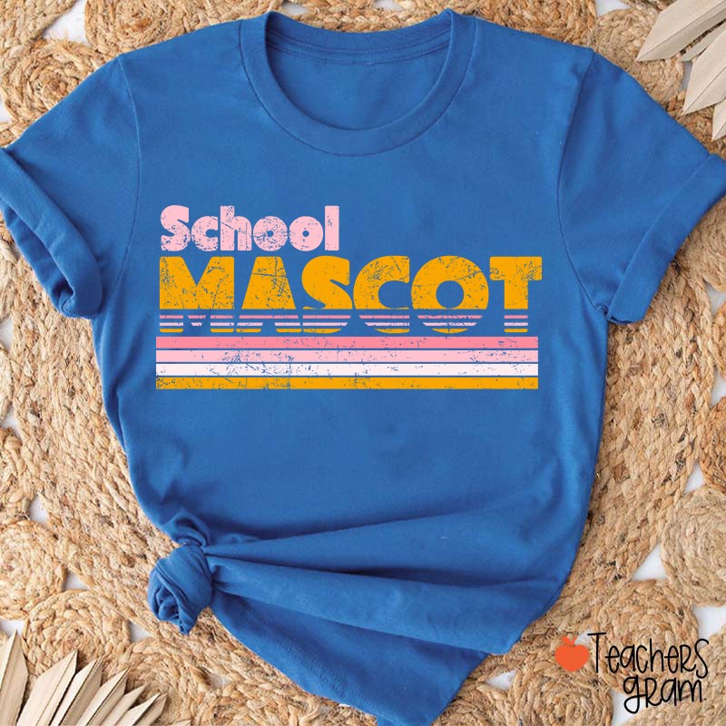 Personalized Mascot And School Name Contrast Color Line Design Teacher T-Shirt