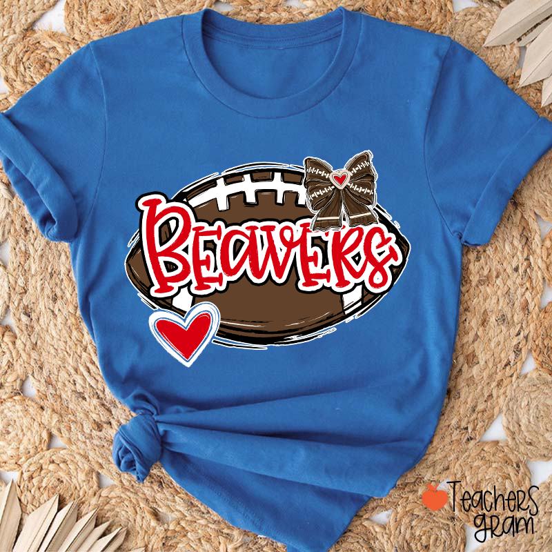 Personalized Mascot And Sport Love Heart Bow School Spirit Teacher T-Shirt