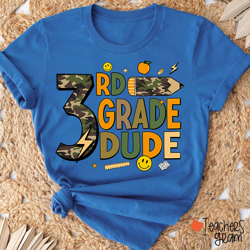 Personalized Grade Camo Pencil Teacher T-Shirt