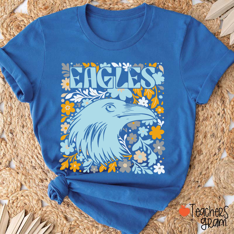 Personalized Mascot Flowers School Spirit Teacher T-Shirt
