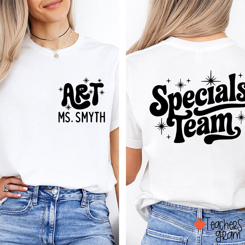 Personalized Suject And Name Specials Team Teacher Two Sided T-Shirt