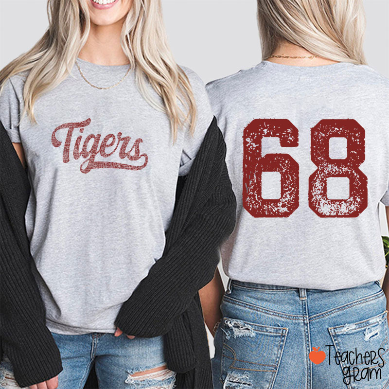 Personalized Mascot Comfort Colors Distressed Teacher Two Sided T-Shirt