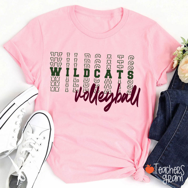 Personalized Mascot Text Stacking Teacher T-Shirt