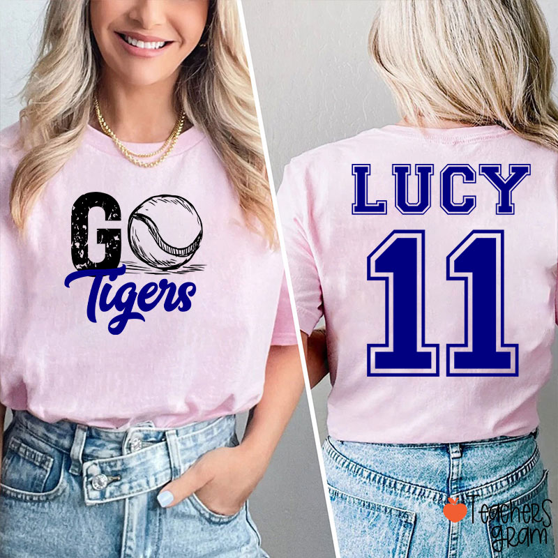 Personalized Mascot And Sport Go Game Day Teacher Two Sided T-Shirt