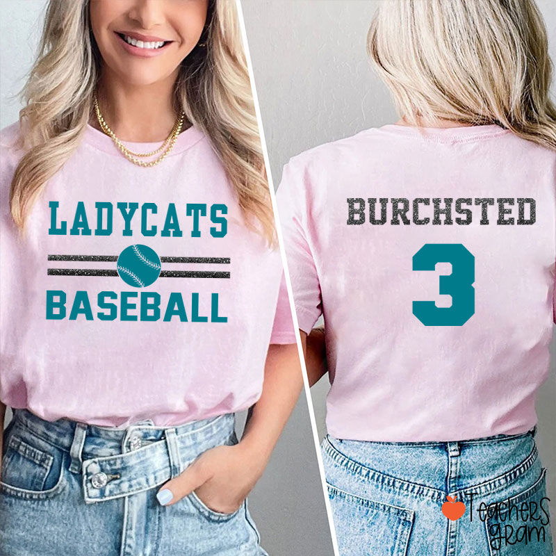 Personalized Mascot And Sport Imitation Glitter Teacher Two Sided T-Shirt