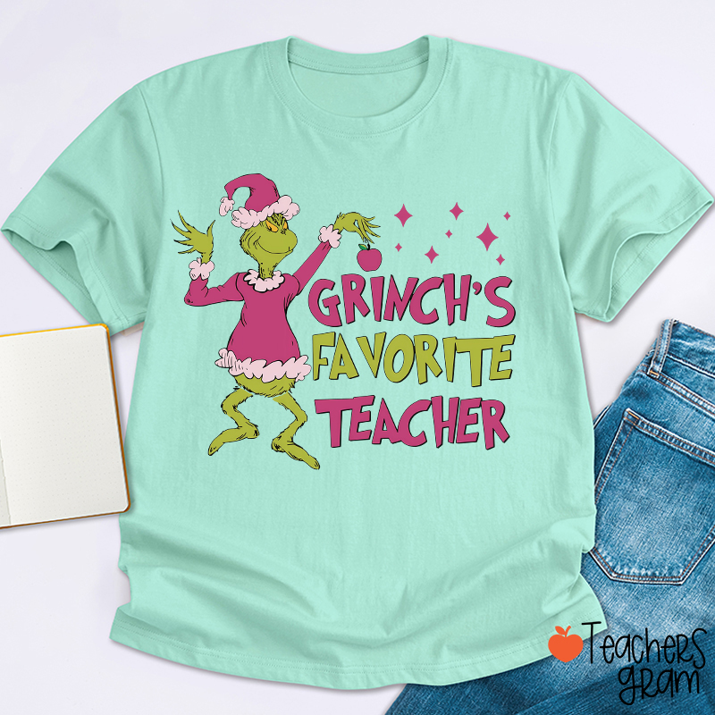 Personalized Name Green Guy Favorite Teacher T-Shirt