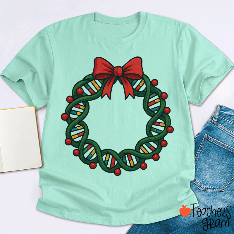 DNA Double Helix Christmas Teacher T-Shirt
