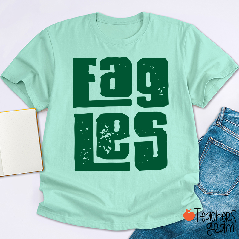 Personalized Distressed Bold Mascot Text Teacher T‑Shirt