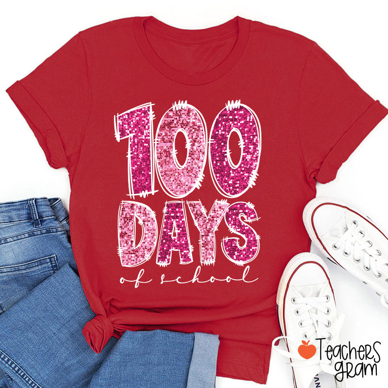 Glitter 100 Days Of School Teacher T-Shirt