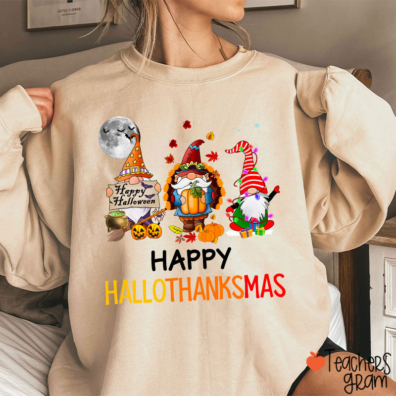 Happy Hallothanksmas Teacher Sweatshirt