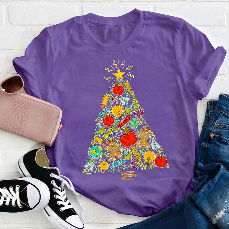School Christmas Trees Teacher T-Shirt