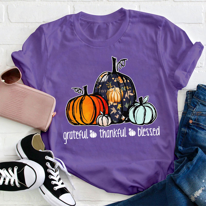 Grateful Thankful Blessed Teacher T-Shirt
