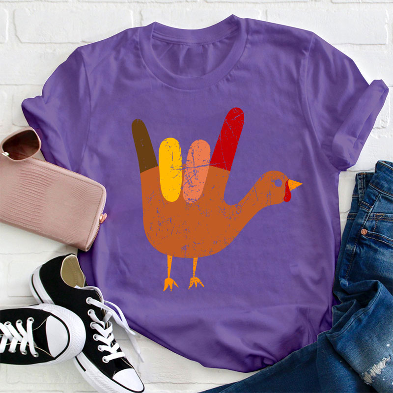 Love Peace And Turkey Teacher T-Shirt