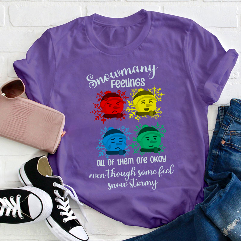 Snowmany Feelings All Of Them Are Okay Teacher T-Shirt
