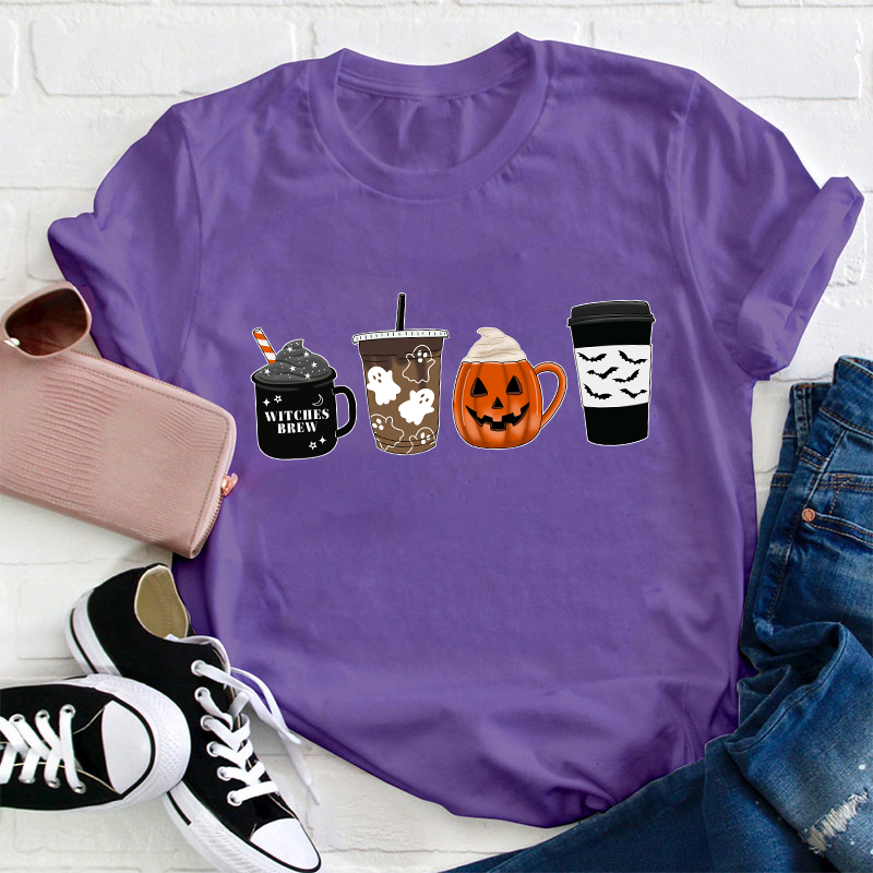 Halloween Fall Coffee Teacher T-Shirt
