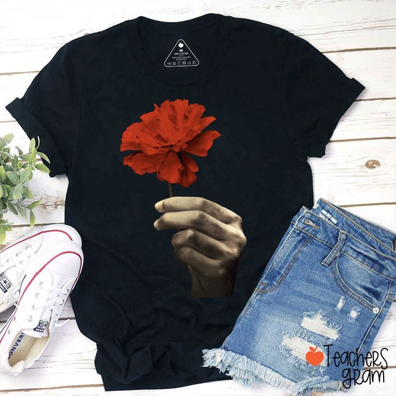 Red Flower And Hand Musical Theatre Teacher T-Shirt