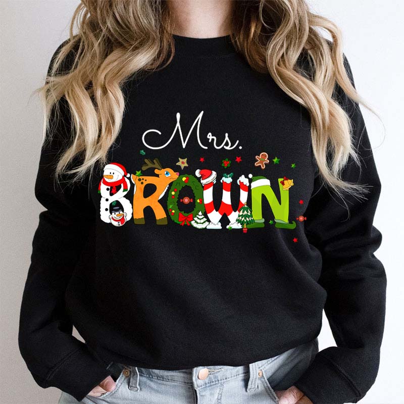 Personalized Christmas Style Teacher Sweatshirt