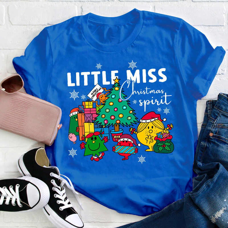 Little Miss Christmas Spirit Teacher T-Shirt