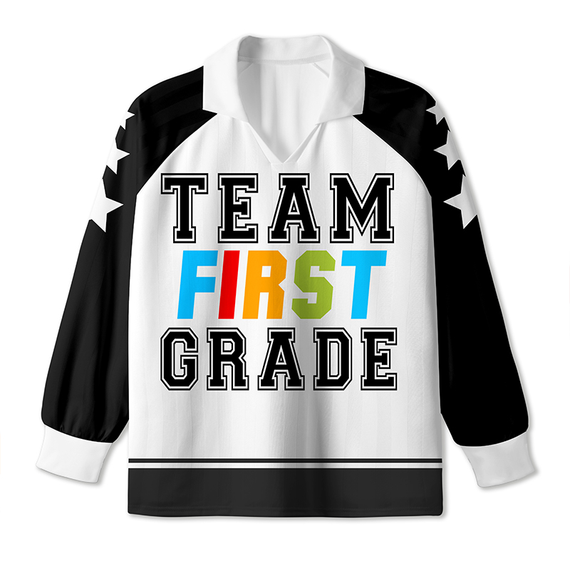 Personalized Grade And Name Teacher Long Sleeve Collar Jersey