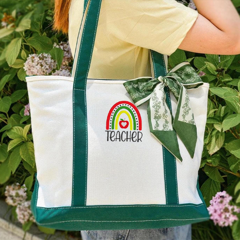 Colorful Rainbow Colorful Teacher Life Teacher Canvas Tote Bag