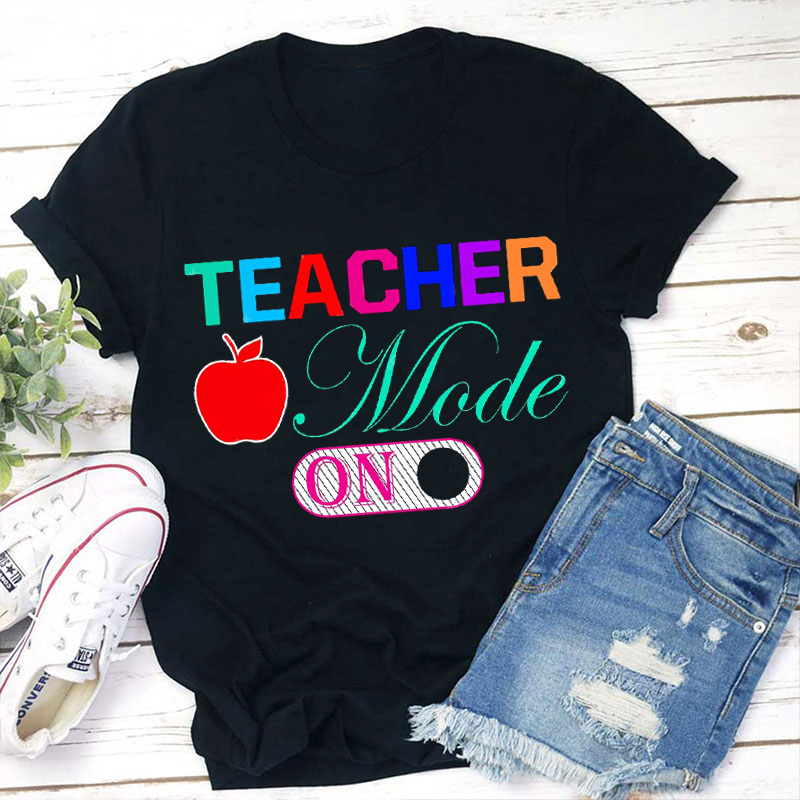Apple Teacher Mode On Colorful Tie Dye Teacher T-Shirt