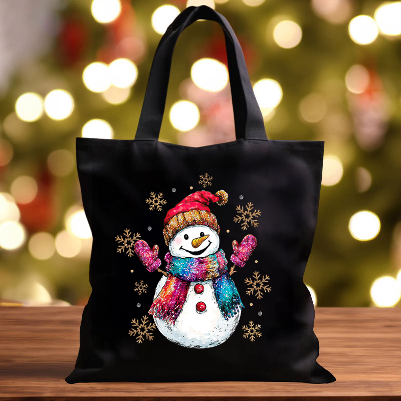 Colorful Scarves Snowman Teacher Tote Bag