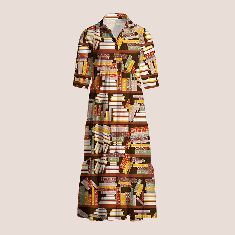 Cluttered Bookshelf Book Lover  Teacher Shirtdress