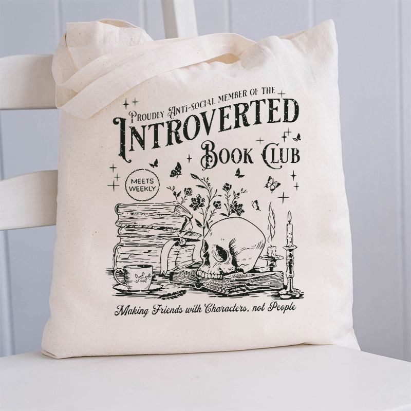 Introverted Book Club Teacher Tote Bag