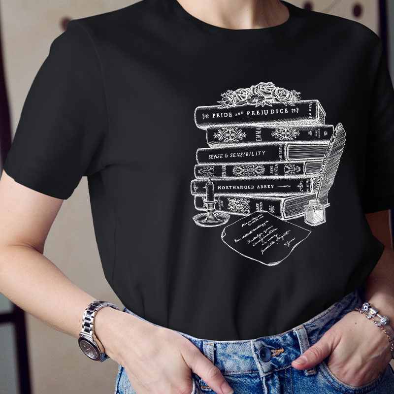 Jane Austen Book Collection Teacher T-Shirt