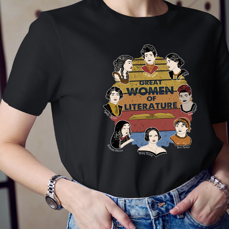 Retro Style Great Women Of Literature Teacher T-Shirt