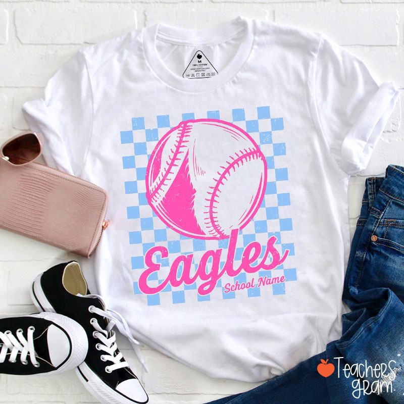 Personalized Mascot And Sport Checkered Teacher T-Shirt
