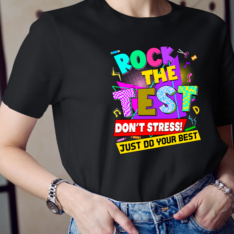 Retro Rock The Test Teacher T-Shirt