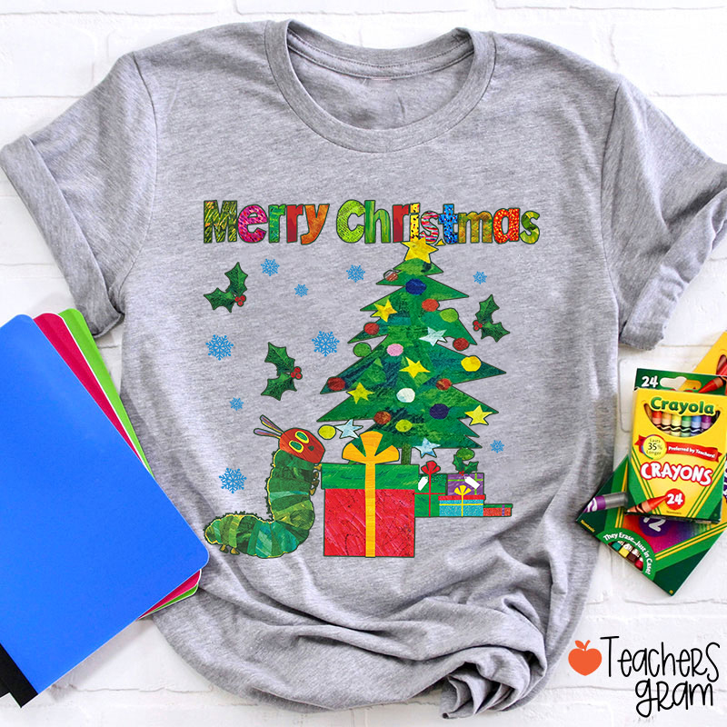 Very Hungry Caterpillar Merry Christmas Teacher T-Shirt