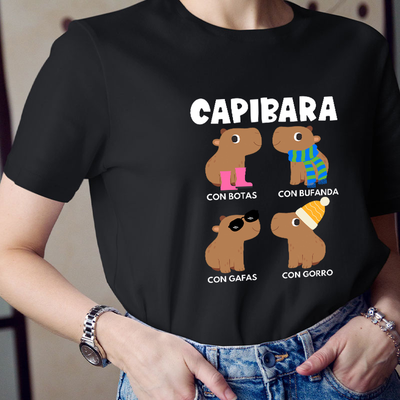 Funny Capybara Spanish Teacher T-Shirt