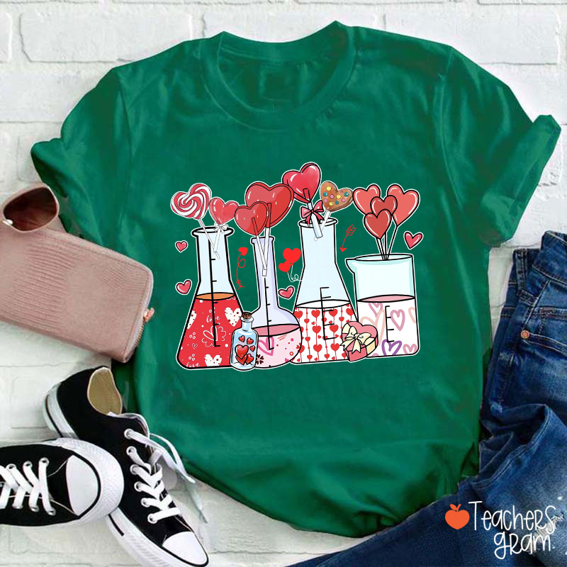 Love Valentine Science Teacher T-Shirt