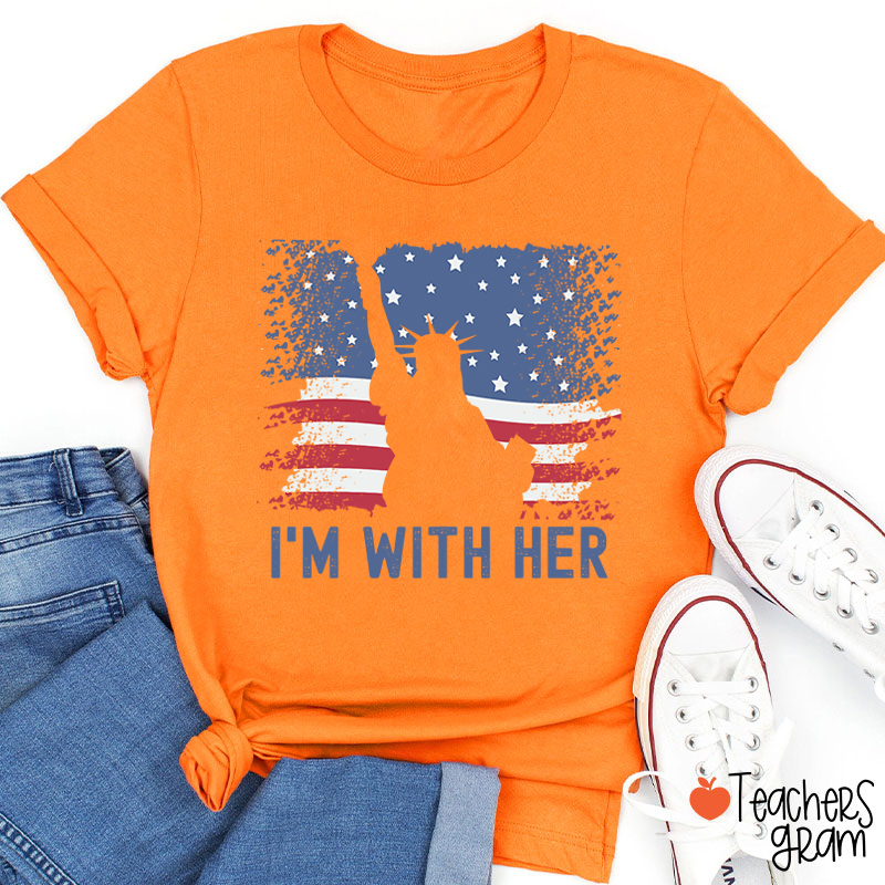 America Flag I'm With Her Teacher T-Shirt