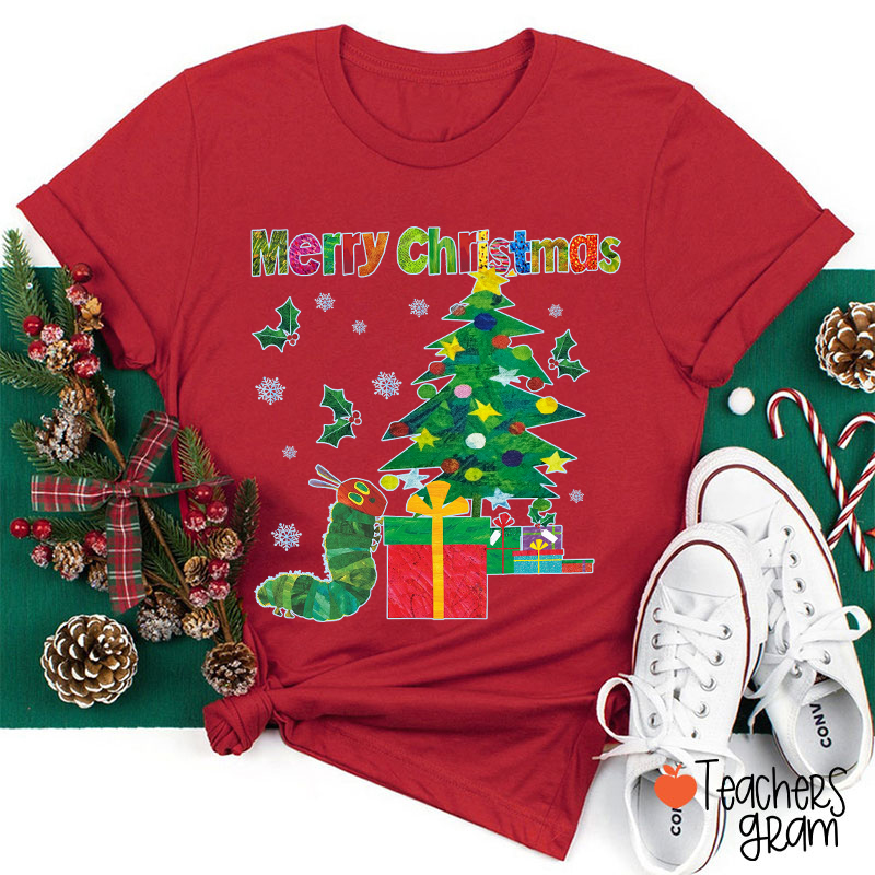 Very Hungry Caterpillar Merry Christmas Teacher T-Shirt