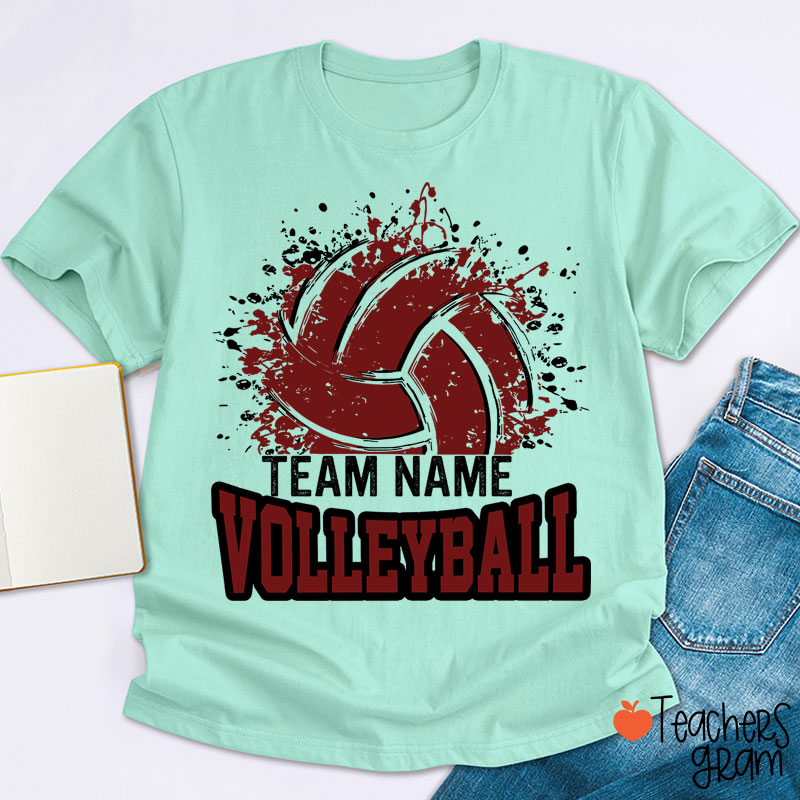 Personalized Team Name And Sport Splash Effect Teacher T-Shirt