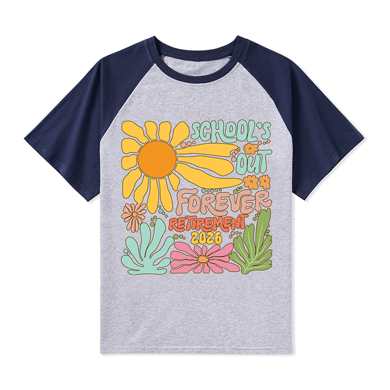 Personalized Colorful Sunflowers And Text Teacher Raglan T-Shirt