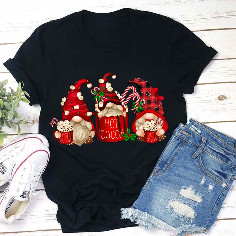 Hot Cocoa Gnomes Christmas Teacher T-Shirt