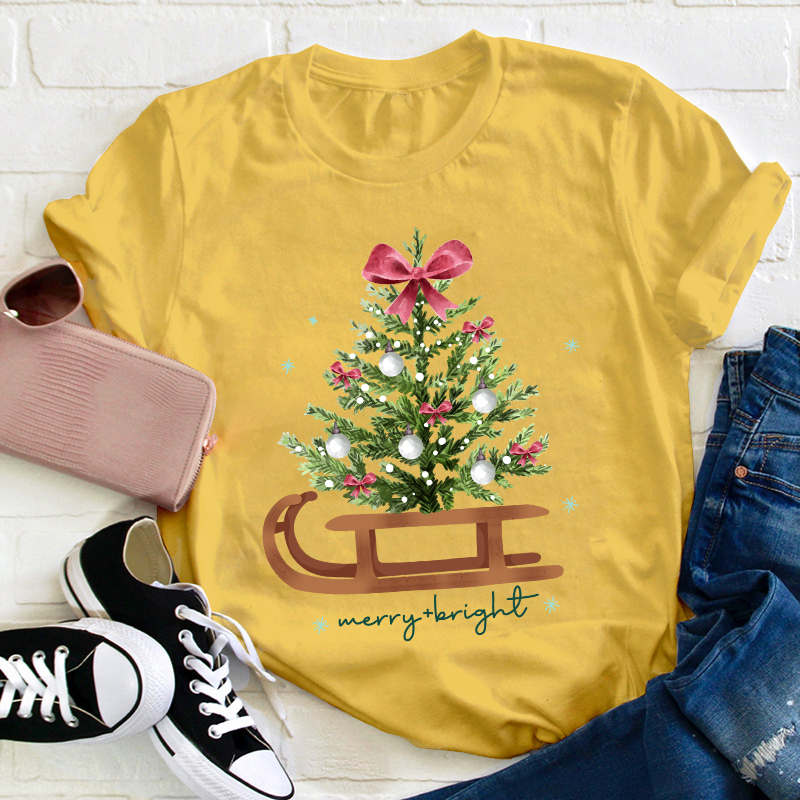 Merry And Bright Teacher T-Shirt