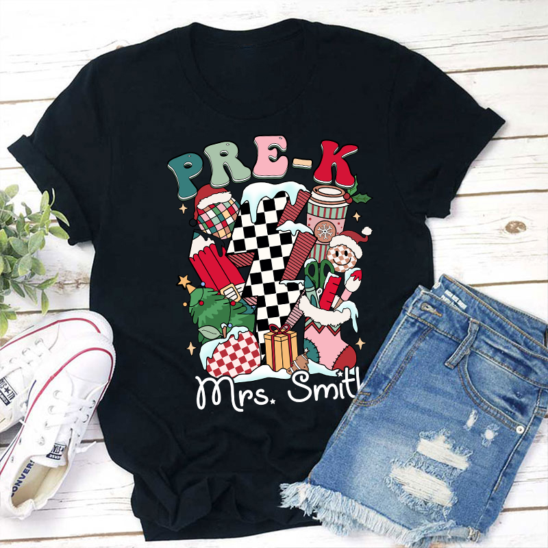 Personalized Decorated For Christmas Teacher T-Shirt