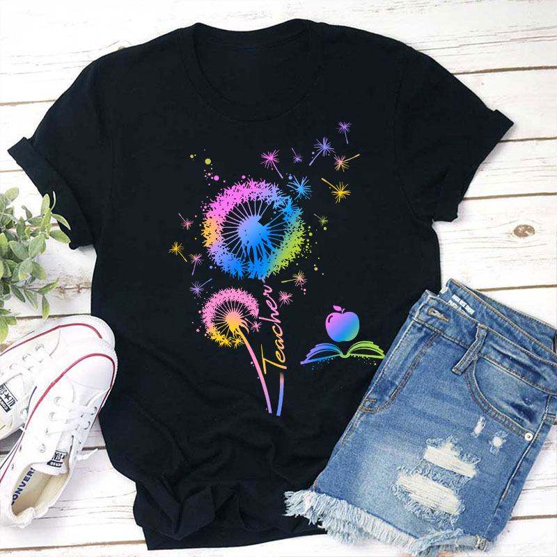Colorful Dandelions Teacher T-Shirt