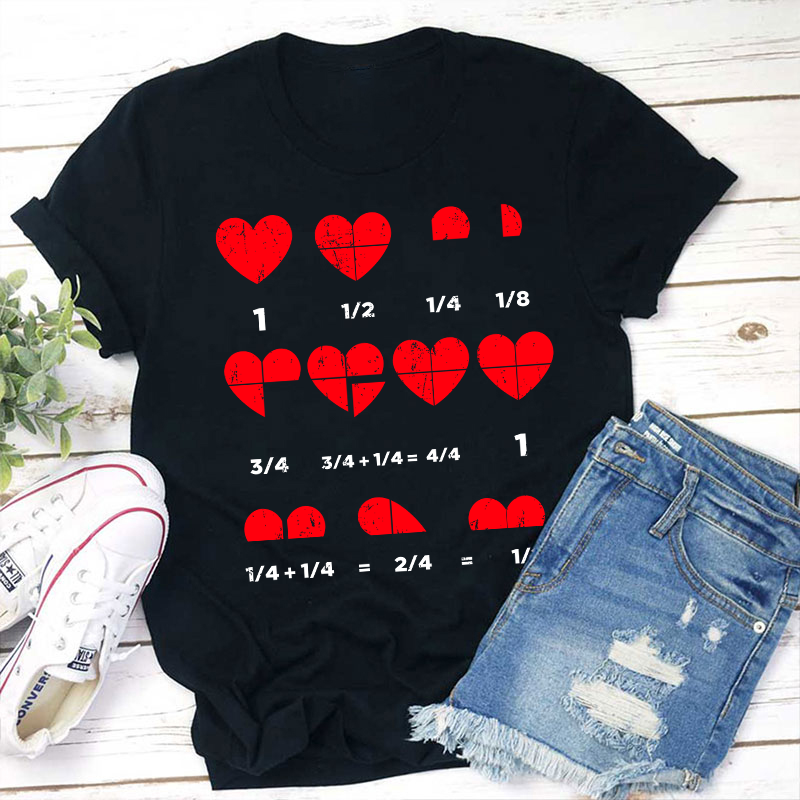 Math Red Hearts Teacher T-Shirt