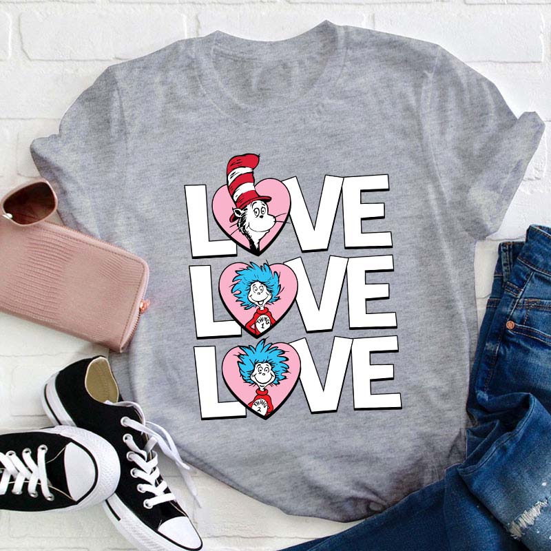 Valentine's Day With Cat And Things Teacher T-Shirt