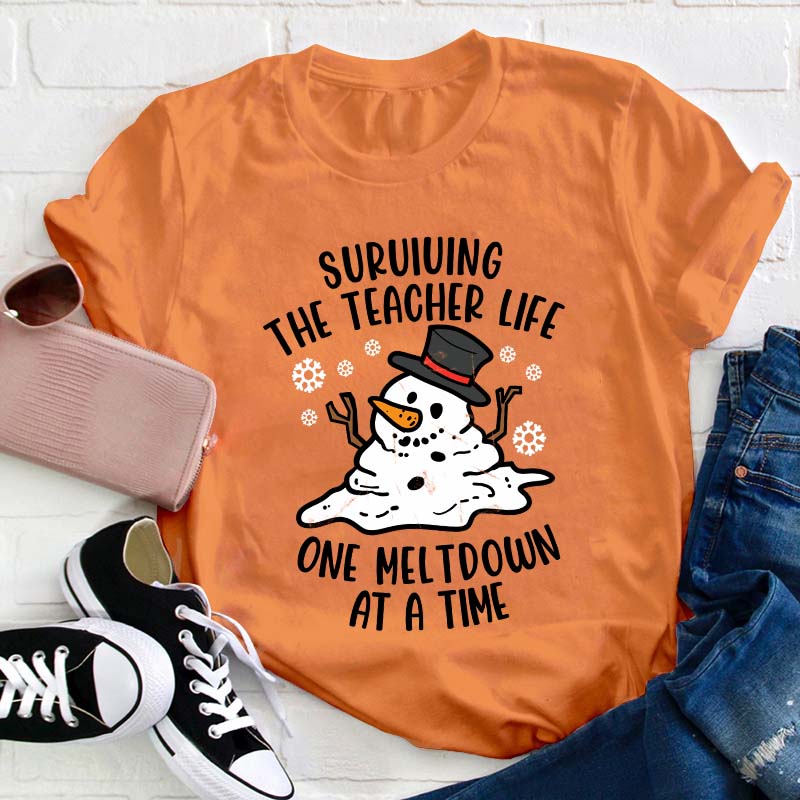 Personalized Surviving The Teacher Life One Meltdown At A Time Teacher T-Shirt