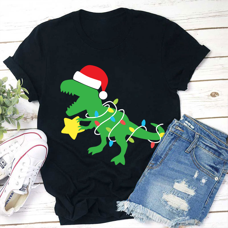 Little Dinosaurs Surrounded By Lanterns Teacher T-Shirt